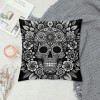  Fall Black Halloween Skull Pillow Covers Floral Ghost Decorative Throw Pillows Vintage Pillow Cases Home Outdoor Sofa Cushion Cover for Halloween