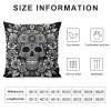  Fall Black Halloween Skull Pillow Covers Floral Ghost Decorative Throw Pillows Vintage Pillow Cases Home Outdoor Sofa Cushion Cover for Halloween