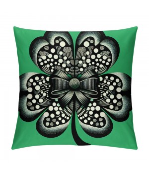 St Patricks Day Pillow Cover Black White Buffalo Plaid Checkered Green Bowknot Decoration Throw Pillow Covers Holiday Home Decor Cushion Case