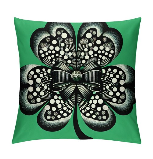 St Patricks Day Pillow Cover Black White Buffalo Plaid Checkered Green Bowknot Decoration Throw Pillow Covers Holiday Home Decor Cushion Case