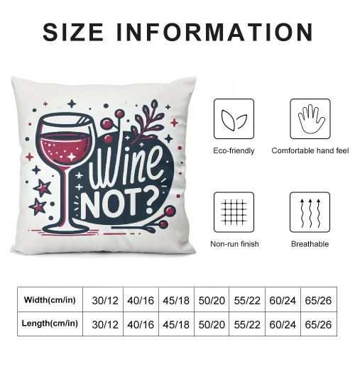  Wine Painting Throw Pillow Covers Cushion CoverWine Not Pillow Square Pillow Cover for Sofa Bed