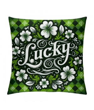  St. Patrick’s Day Throw Pillow Covers Cushion Cover White Pillow Cases Green Black Buffalo Plaid Decorative Pillowcase for Home Decor