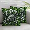  St. Patrick’s Day Throw Pillow Covers Cushion Cover White Pillow Cases Green Black Buffalo Plaid Decorative Pillowcase for Home Decor