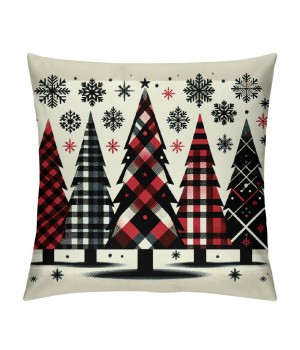  Decorations Pillow Covers Red Black Plaid Throw Pillow Cover Winter Farmhouse Decorative White Pillows Cushion Case for Home Sofa Couch