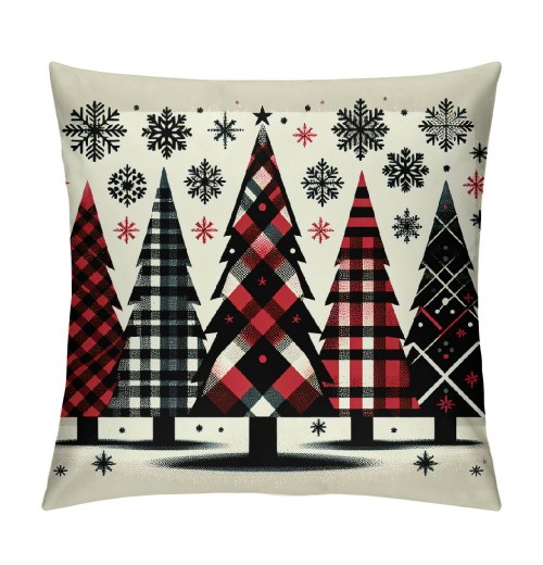  Decorations Pillow Covers Red Black Plaid Throw Pillow Cover Winter Farmhouse Decorative White Pillows Cushion Case for Home Sofa Couch