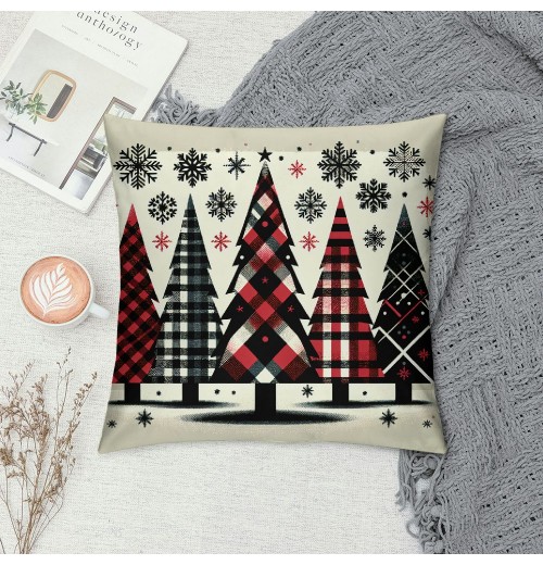  Decorations Pillow Covers Red Black Plaid Throw Pillow Cover Winter Farmhouse Decorative White Pillows Cushion Case for Home Sofa Couch