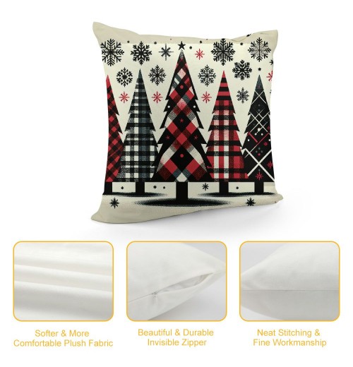  Decorations Pillow Covers Red Black Plaid Throw Pillow Cover Winter Farmhouse Decorative White Pillows Cushion Case for Home Sofa Couch