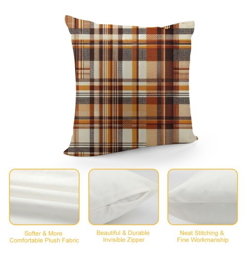  Orange Buffalo Plaid Pillow Covers Fall Decor Farmhouse Decoration Throw Pillow Cases Thanksgiving Day Cushion Cover for Outdoor Sofa Couch