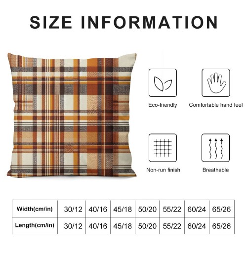  Orange Buffalo Plaid Pillow Covers Fall Decor Farmhouse Decoration Throw Pillow Cases Thanksgiving Day Cushion Cover for Outdoor Sofa Couch