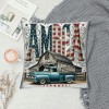 Ulloord  Pillow Covers Retro Wooden Cabin with American Flag Square Throw Waist Pillow Case Blue Car Truck Decorative Pillowcase Cushion Cover