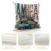 Ulloord  Pillow Covers Retro Wooden Cabin with American Flag Square Throw Waist Pillow Case Blue Car Truck Decorative Pillowcase Cushion Cover