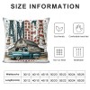 Ulloord  Pillow Covers Retro Wooden Cabin with American Flag Square Throw Waist Pillow Case Blue Car Truck Decorative Pillowcase Cushion Cover