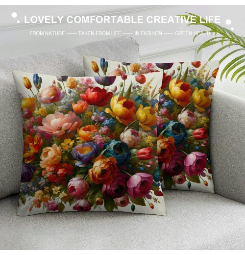 Floral Farmhouse Pillow Covers Vintage Daisy Flowers Decorative Spring Pillow Covers Outdoor Flower Modern Cushion Cover for Sofa