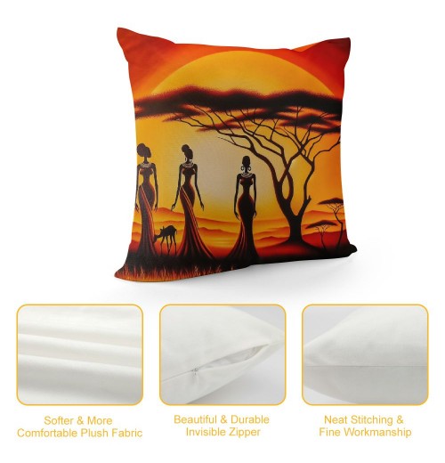  Throw Pillow Covers Oil Painting African Art Ethnic Tribe Lady Livingroom Decorative Pillow Cases Home Decor Square Pillowcases (, OP-African)