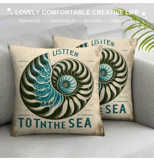 Ulloord Vintage Ocean Beach Starfish Coral Throw Pillow Covers Sea Marine Animals Coastal Nautical Pillowcase Home Sofa Chair Decor Cushion Case Cover