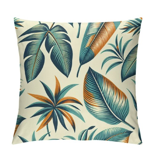 Tropical Leaves Throw Pillow Covers Green Decorative Pillow Cases Outdoor Cushion Covers for Sofa Couch Garden Home Decor