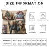 Ulloord Vintage Wood Background Wildlife Elk Moose Bear Squirrel Throw Pillow Covers Square Decorative Pillowcase Merry Christmas Animal Winter Farmhouse Home Decor