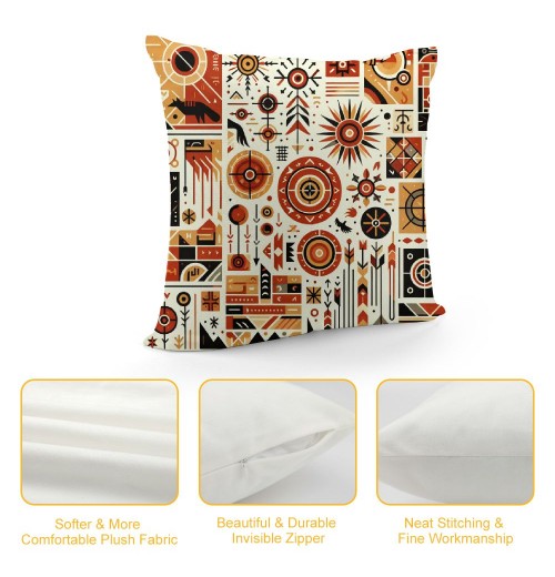 Ulloord Throw Pillow Covers African Tribe Ethnic Series Patchwork Style with Cultural Ancient Motifs Print Decorative Cushion Cases Outdoor Pillowcases Home Decor