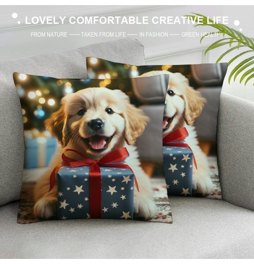  Merry Christmas Series Christmas Dogs Cat Gift Decorative Throw Pillow Covers Cushion Case Home Sofa Decor Toss Pillowcase (Xmas Gifts)