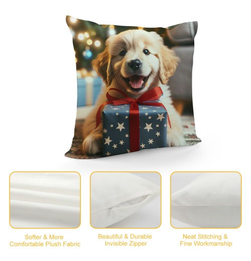  Merry Christmas Series Christmas Dogs Cat Gift Decorative Throw Pillow Covers Cushion Case Home Sofa Decor Toss Pillowcase (Xmas Gifts)