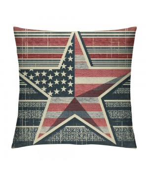 Throw Pillow Covers Patriotic American Flag July 4th Farmhouse Pillow Cover Independence Day Sign Cushion Cover Home Decor for Sofa Bed Car(Star)