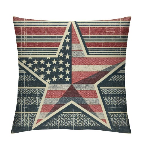 Throw Pillow Covers Patriotic American Flag July 4th Farmhouse Pillow Cover Independence Day Sign Cushion Cover Home Decor for Sofa Bed Car(Star)