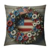 Ulloord &nbsp;Independence Day Pillow Covers&nbsp;USA American Flag with Flowers Wood Background Pillow Case&nbsp;Patriotic Square Decor Star Cushion Cover for Sofa