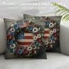 Ulloord &nbsp;Independence Day Pillow Covers&nbsp;USA American Flag with Flowers Wood Background Pillow Case&nbsp;Patriotic Square Decor Star Cushion Cover for Sofa