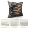 Ulloord &nbsp;Independence Day Pillow Covers&nbsp;USA American Flag with Flowers Wood Background Pillow Case&nbsp;Patriotic Square Decor Star Cushion Cover for Sofa