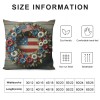 Ulloord &nbsp;Independence Day Pillow Covers&nbsp;USA American Flag with Flowers Wood Background Pillow Case&nbsp;Patriotic Square Decor Star Cushion Cover for Sofa