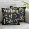 Ulloord Throw Pillow Covers Flowers&nbsp;Garland Decorative Pillow Case Anything is Possible Pillow Cover Cotton Linen Vintage Gray and Black Spring Floral Farmhouse Cushion Cover (Black)