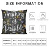 Ulloord Throw Pillow Covers Flowers&nbsp;Garland Decorative Pillow Case Anything is Possible Pillow Cover Cotton Linen Vintage Gray and Black Spring Floral Farmhouse Cushion Cover (Black)