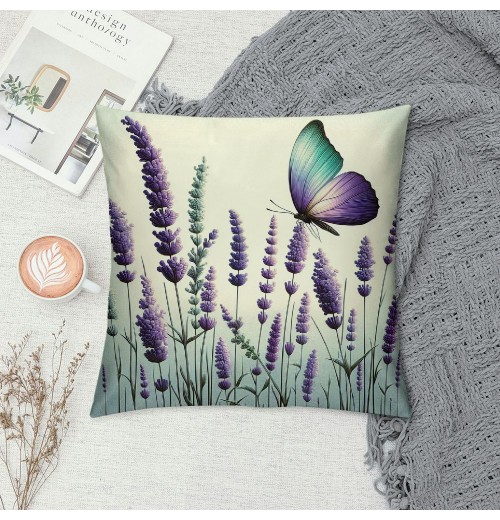  Home Sweet Home Decor Throw Pillow Covers Bless This Home Purple Spring Summer Rustic Farmhouse Butterfly Basket Flowers Pillowcase Home Sofa Cushion Cover