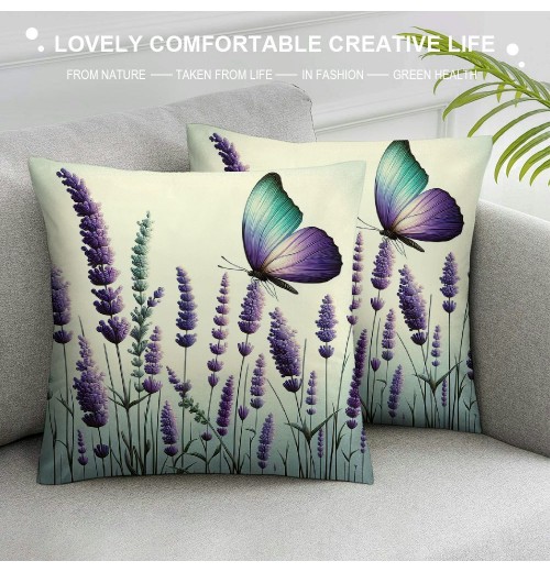  Home Sweet Home Decor Throw Pillow Covers Bless This Home Purple Spring Summer Rustic Farmhouse Butterfly Basket Flowers Pillowcase Home Sofa Cushion Cover