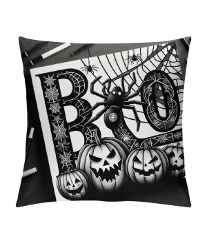 Black Happy Halloween Pillow Cover Pumpkin Pillow Case Linen Throw Cushion Cover Cushion Cases Halloween Sofa Bed Decoration