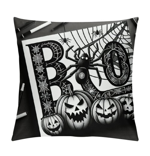 Black Happy Halloween Pillow Cover Pumpkin Pillow Case Linen Throw Cushion Cover Cushion Cases Halloween Sofa Bed Decoration