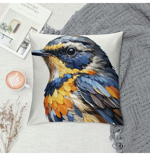 Ulloord Throw Pillow Covers Robin Bird in Tree Branch Decorative Super Soft Oil Painting Floral Tree Bird Animal Pillow Case Cushion Cover