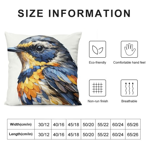 Ulloord Throw Pillow Covers Robin Bird in Tree Branch Decorative Super Soft Oil Painting Floral Tree Bird Animal Pillow Case Cushion Cover