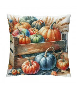 Ulloord  Autumn Pumpkin Patch Throw Pillow Covers Outdoor Fall Decorative Pillow Cases&nbsp;Autumn Blessing Wood Wreath Cushion Cover Home Decor Bed Couch