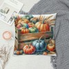 Ulloord  Autumn Pumpkin Patch Throw Pillow Covers Outdoor Fall Decorative Pillow Cases&nbsp;Autumn Blessing Wood Wreath Cushion Cover Home Decor Bed Couch