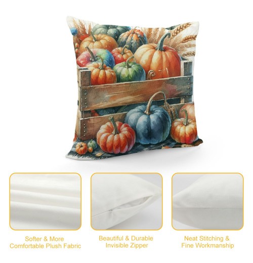 Ulloord  Autumn Pumpkin Patch Throw Pillow Covers Outdoor Fall Decorative Pillow Cases&nbsp;Autumn Blessing Wood Wreath Cushion Cover Home Decor Bed Couch