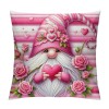 Ulloord Pink Roses Valentine Day Throw Pillow Covers Valentines Day Decor for Home Sofa Goblin Gnomes Hug and Kiss Valentine Pillows Case Cushion Case Cover