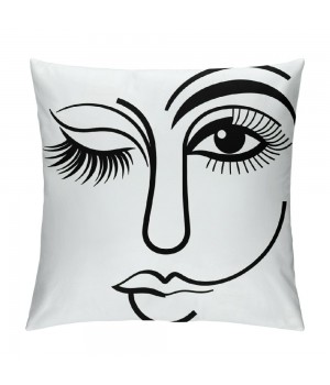 Ulloord Throw Pillow Cover Wink Face Decorative Pillow Covers Black Lash Eyes Eyelashes Pillow Case Super Soft Happy Face Cushion Cover&nbsp;Square Modern Pillowcase for Men Women Sofa