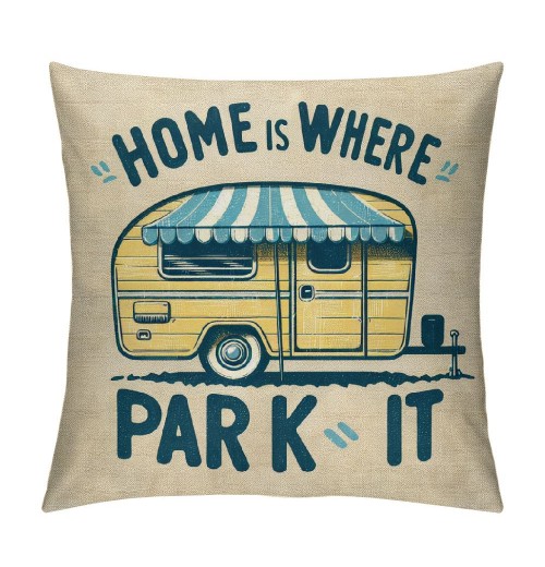 Ulloord Smilayrd Yellow Car Pillow Covers Vintage Wood Home is Where You&nbsp;Park It Words Throw Pillow Case Cushions Covers Outdoor Decor Pillow Covers for Sofa Couch Bed