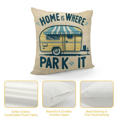 Ulloord Smilayrd Yellow Car Pillow Covers Vintage Wood Home is Where You&nbsp;Park It Words Throw Pillow Case Cushions Covers Outdoor Decor Pillow Covers for Sofa Couch Bed