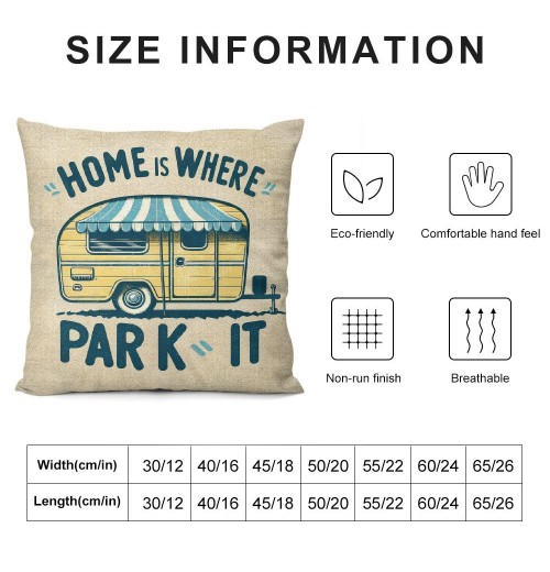 Ulloord Smilayrd Yellow Car Pillow Covers Vintage Wood Home is Where You&nbsp;Park It Words Throw Pillow Case Cushions Covers Outdoor Decor Pillow Covers for Sofa Couch Bed