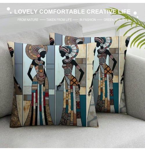 Ulloord  Throw Pillow Covers Black Africaan Women Decorative Pillow Case African Woman Pillow Cover Home Decor Cushions Covers for Sofa Bedroom