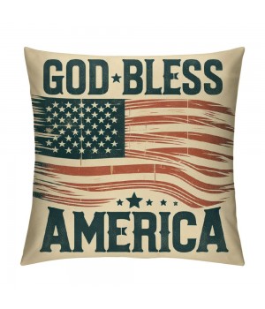 Vintage&nbsp;Independence Day Pillow Covers Patriotic Quote Pillow Cases Star American Flag Pillowcases for Rustic Farm Home Sofa Couch