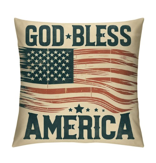 Vintage&nbsp;Independence Day Pillow Covers Patriotic Quote Pillow Cases Star American Flag Pillowcases for Rustic Farm Home Sofa Couch