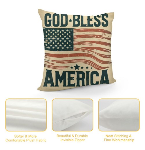 Vintage&nbsp;Independence Day Pillow Covers Patriotic Quote Pillow Cases Star American Flag Pillowcases for Rustic Farm Home Sofa Couch